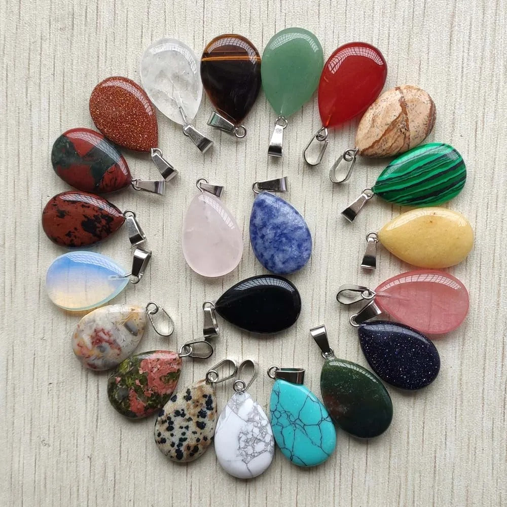 Wholesale 50pcs/lot 2023 Trendy Natural Stone Water Drop Shape Pendants Charms for Necklaces