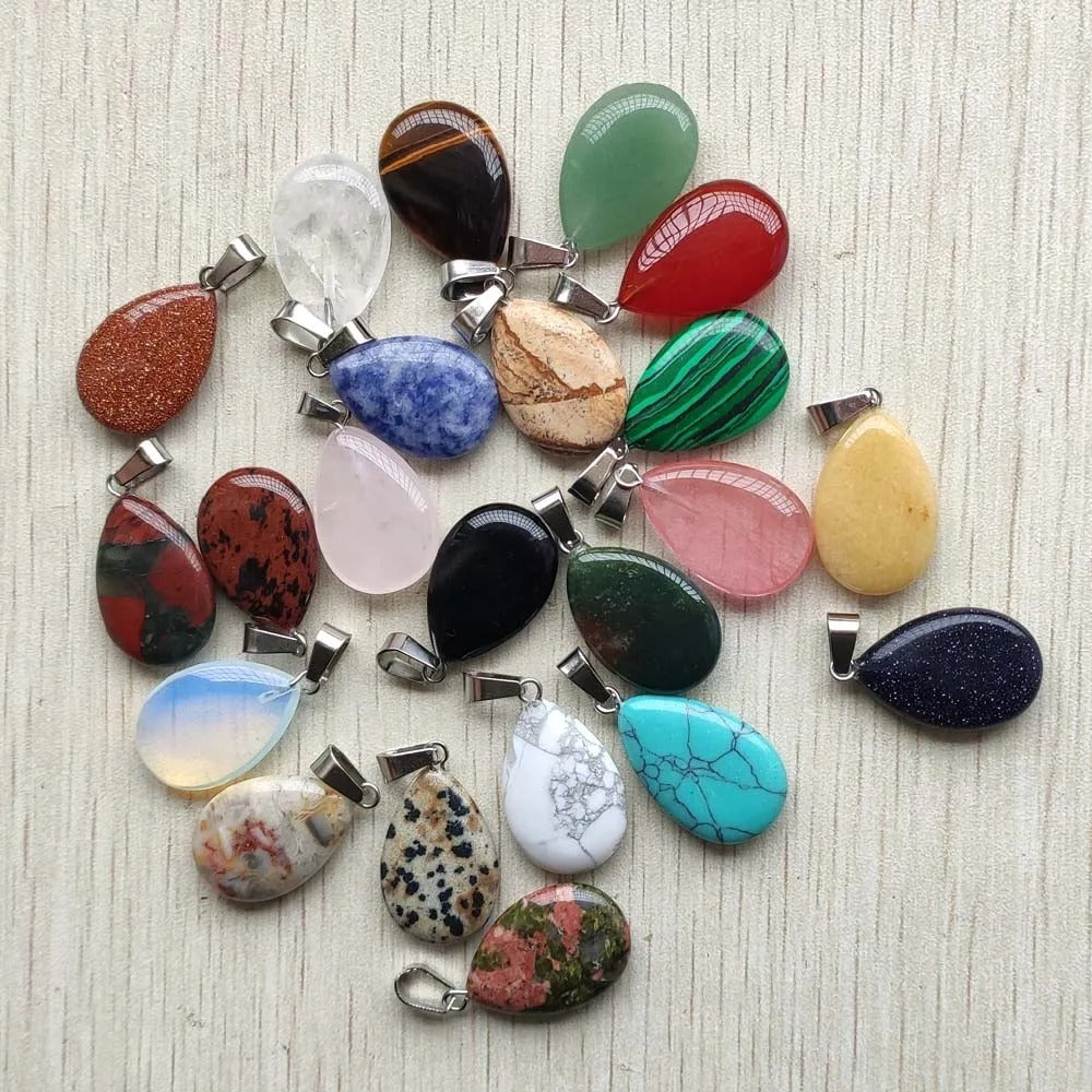 Wholesale 50pcs/lot 2023 Trendy Natural Stone Water Drop Shape Pendants Charms for Necklaces