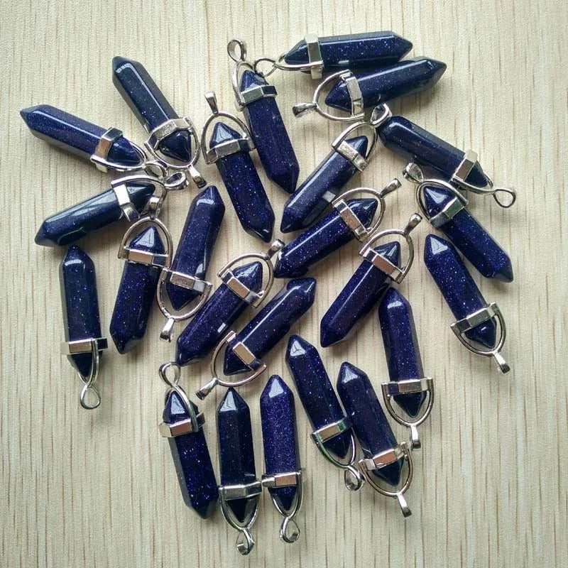 Wholesale 24pcs Assorted Natural Stone Mixed Pillar Charms Chakra Pendants - Good Quality for Necklace Making