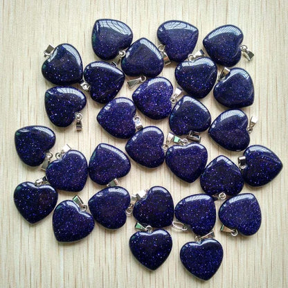 Wholesale 50pcs Assorted Heart Natural Stone Charms Pendants - 20mm Good Quality for Jewelry Making