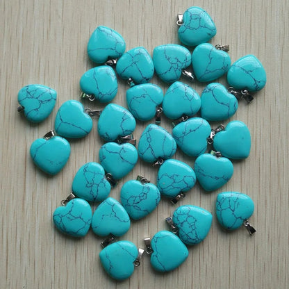 Wholesale 50pcs Assorted Heart Natural Stone Charms Pendants - 20mm Good Quality for Jewelry Making