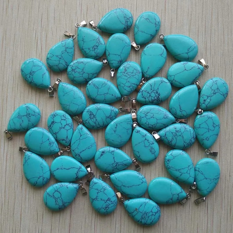 Wholesale 50pcs/lot 2023 Trendy Natural Stone Water Drop Shape Pendants Charms for Necklaces