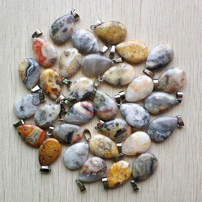 Wholesale 50pcs/lot 2023 Trendy Natural Stone Water Drop Shape Pendants Charms for Necklaces