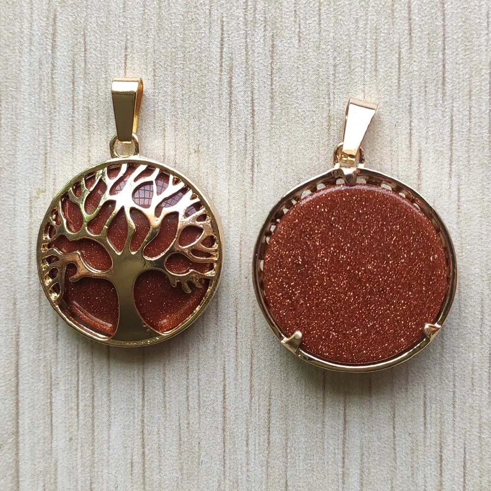 Wholesale 12pcs Fashion Natural Stone Alloy Tree of Life Mix Pendants for Necklaces Jewelry