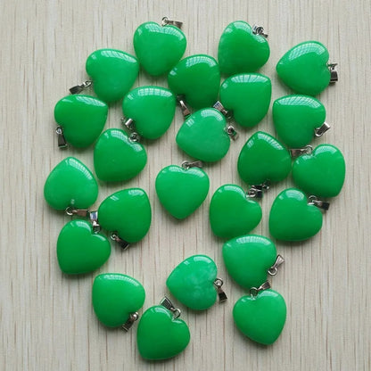 Wholesale 50pcs Assorted Heart Natural Stone Charms Pendants - 20mm Good Quality for Jewelry Making