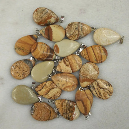 Wholesale 50pcs/lot 2023 Trendy Natural Stone Water Drop Shape Pendants Charms for Necklaces