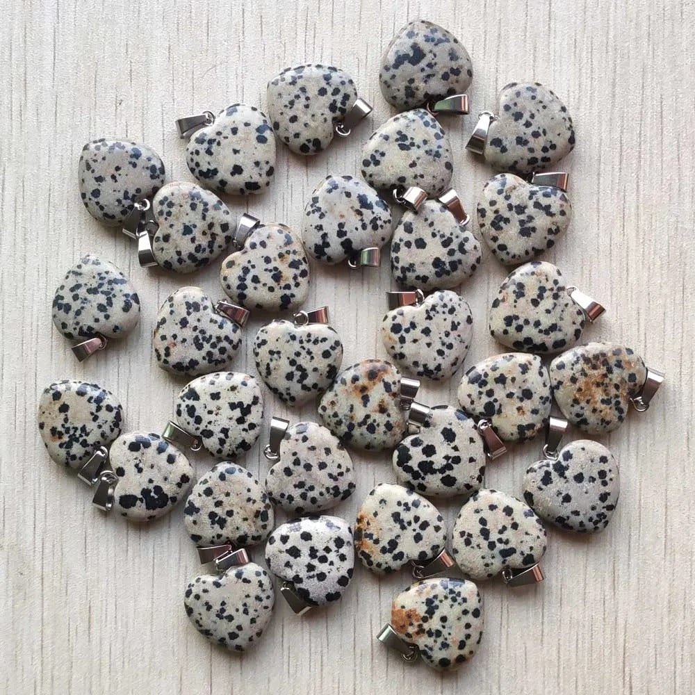 Wholesale 50pcs Assorted Heart Natural Stone Charms Pendants - 20mm Good Quality for Jewelry Making