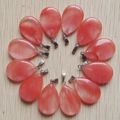 Wholesale 50pcs/lot 2023 Trendy Natural Stone Water Drop Shape Pendants Charms for Necklaces