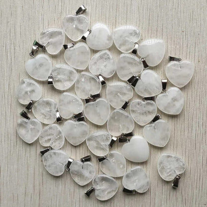 Wholesale 50pcs Assorted Heart Natural Stone Charms Pendants - 20mm Good Quality for Jewelry Making