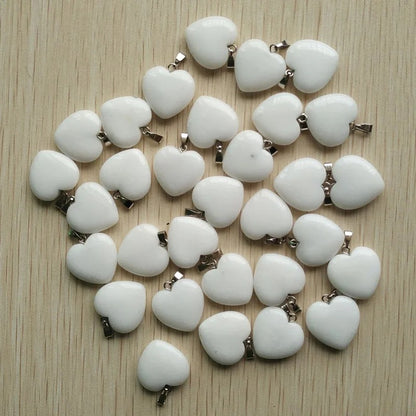 Wholesale 50pcs Assorted Heart Natural Stone Charms Pendants - 20mm Good Quality for Jewelry Making