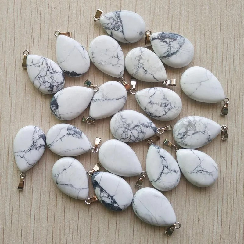 Wholesale 50pcs/lot 2023 Trendy Natural Stone Water Drop Shape Pendants Charms for Necklaces