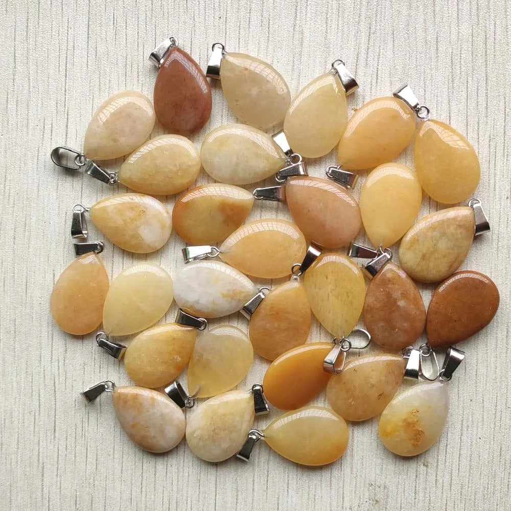 Wholesale 50pcs/lot 2023 Trendy Natural Stone Water Drop Shape Pendants Charms for Necklaces